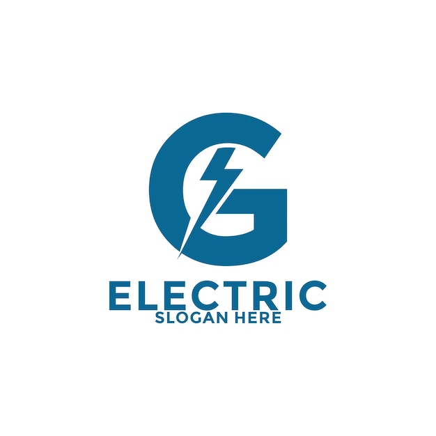 La letra inicial G con el logotipo de Lightning Bolt Diseño vectorial plantilla de logotipo eléctrico