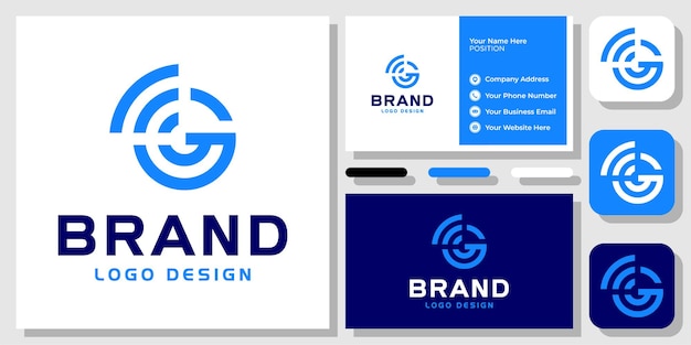 Letra inicial G Signal Connect Circle Diseño de logotipo de Internet inalámbrico con plantilla de tarjeta de visita