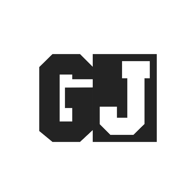 La letra inicial GJ El diseño del logotipo La plantilla del logotipo GJ