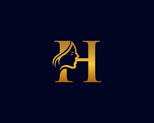 La letra inicial H, la belleza de la cara, el concepto del logotipo, el diseño, la plantilla vectorial premium.
