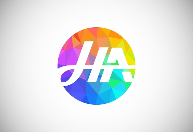 Letra inicial HA Low Poly Logo Design Vector Plantilla Alfabeto gráfico Símbolo para identidad empresarial corporativa