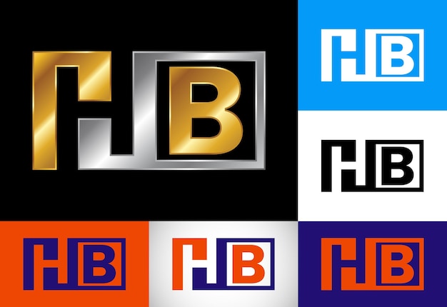 Letra inicial HB Diseño de logotipo Símbolo de alfabeto gráfico vectorial para identidad empresarial corporativa