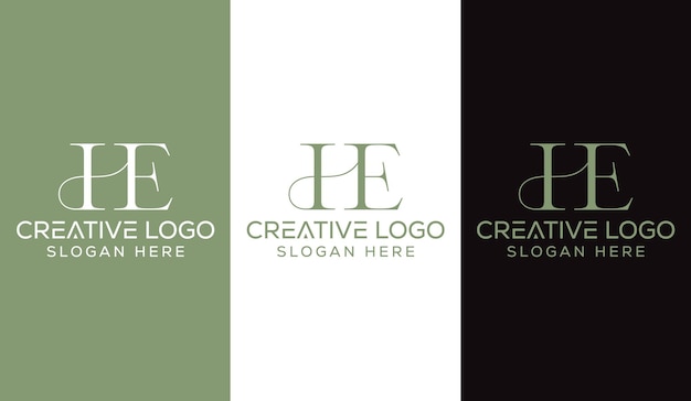 Letra inicial HE Diseño de logotipo Monograma Signo moderno creativo Símbolo Icono