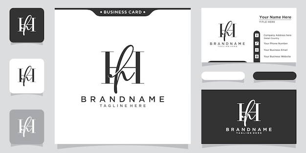Letra inicial HH Diseño de logotipo de lujo Vector con diseño de tarjeta de visita