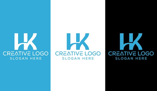 Letra inicial HK Logo Diseño Monograma Creativo Moderno Signo Símbolo Icono