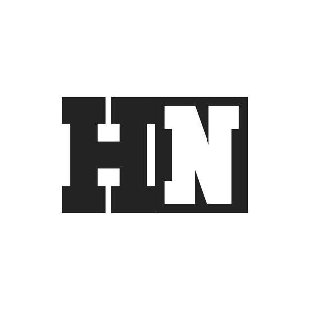 La letra inicial HN El diseño del logotipo La plantilla del logotipo HN