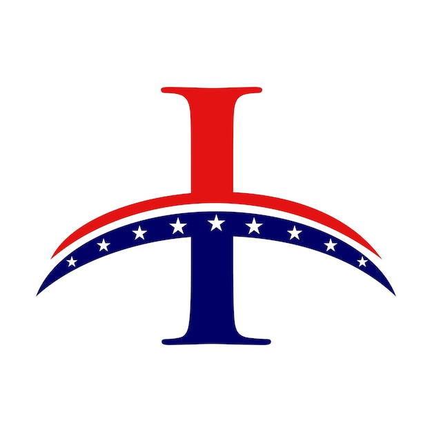 Letra inicial i logotipo estadounidense para empresa corporativa y signo de empresa plantilla de logotipo estadounidense de ee. uu.