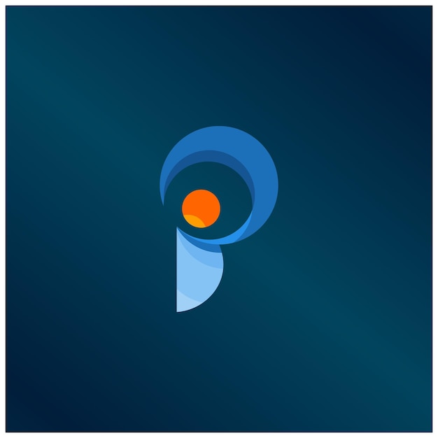 letra inicial IP vinculada en minúsculas logotipo de la tecnología gradiente azul