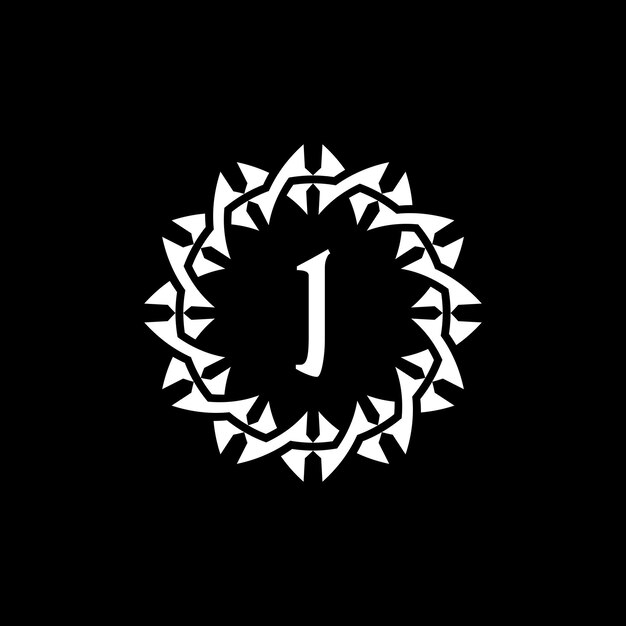 La letra inicial J es el logotipo del marco de círculo ornamental.