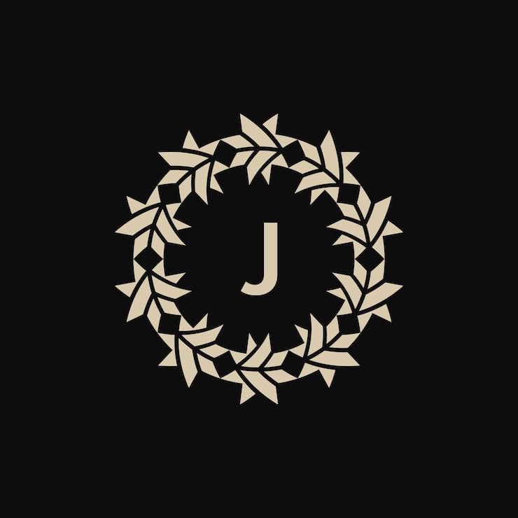 Vector la letra inicial j es el logotipo del marco de círculo ornamental.