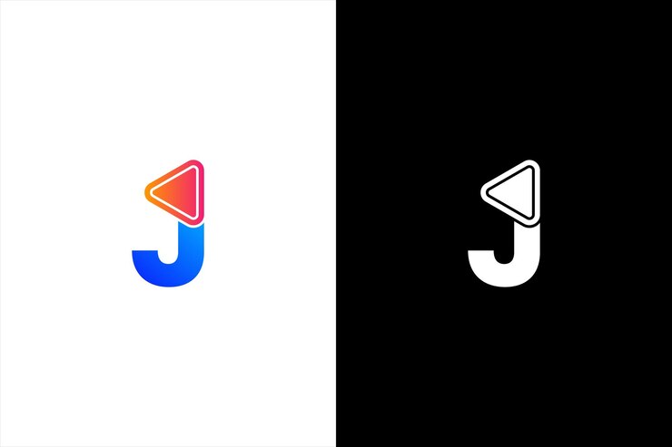 Letra inicial J Media Logo J con botón Reproducir Utilizable para logotipos de marca y empresa Diseño plano