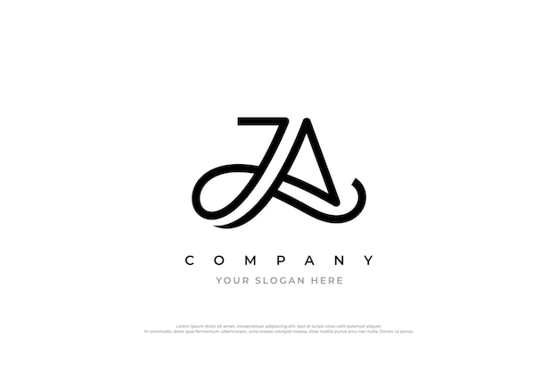Letra inicial JA Diseño del logotipo