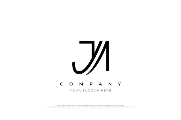Letra inicial JA Vector de diseño del logotipo