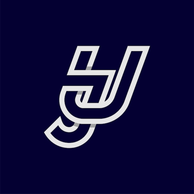 Letra inicial JU o UJ Logo Monograma Letra J del logotipo con combinación de U