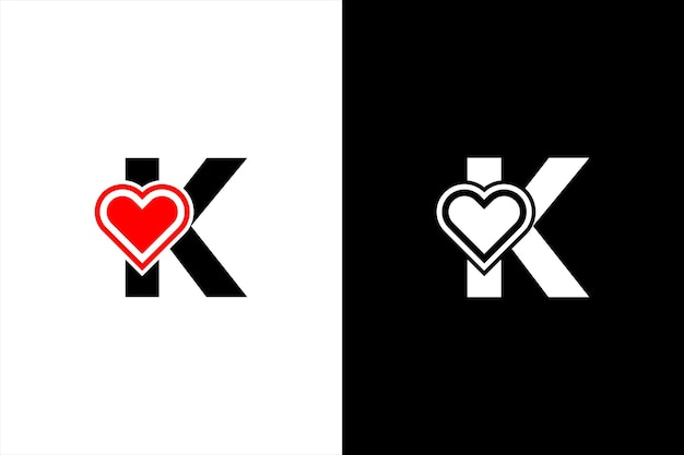 Vector la letra inicial k amor diseño de logotipo la letra k valentín logotipos vectorial logotipo moderno diseños de logotipo vector