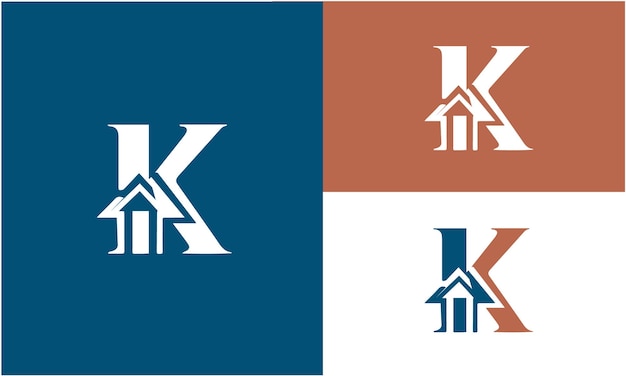 La letra inicial K El logotipo de Home Real Estate El icono del signo del símbolo del concepto El diseño del elemento Ilustración vectorial
