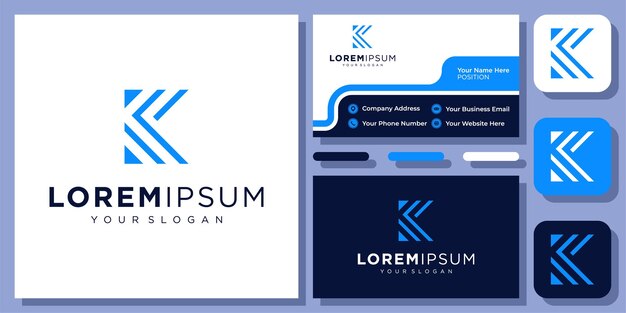 Letra inicial K Tecnología Solución digital Monograma simple Diseño de logotipo vectorial con tarjeta de visita