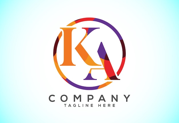 Letra inicial KA Low Poly Logo Design Vector Plantilla Alfabeto gráfico Símbolo para identidad empresarial corporativa
