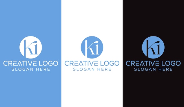 Letra inicial KI Diseño de logotipo Monograma Creativo Moderno Signo Símbolo Icono