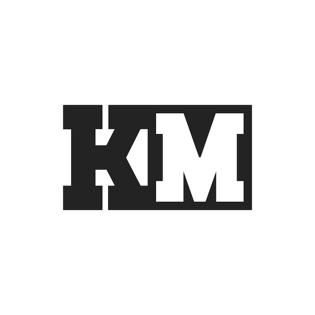 La letra inicial KM Diseño de la plantilla del logotipo KM