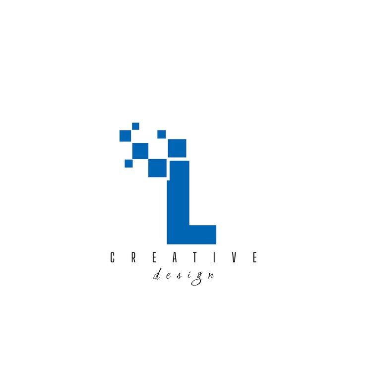 Vector letra inicial l diseño del logotipo de píxeles digitales forma geométrica con puntos de píxels cuadrados
