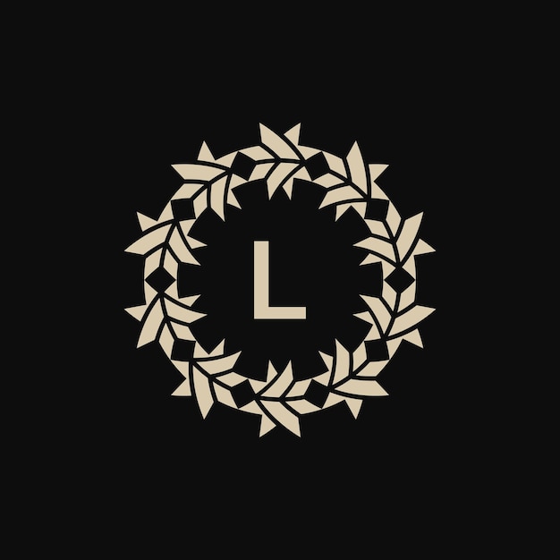 La letra inicial L es el logotipo del marco de círculo ornamental.