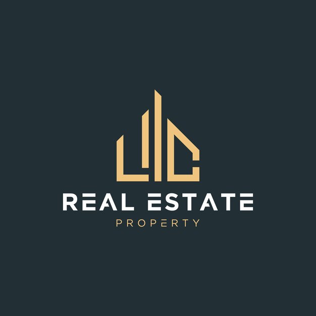 Letra inicial lc bienes raíces agente inmobiliario construcción de propiedades casa construcción o remodelación de viviendas