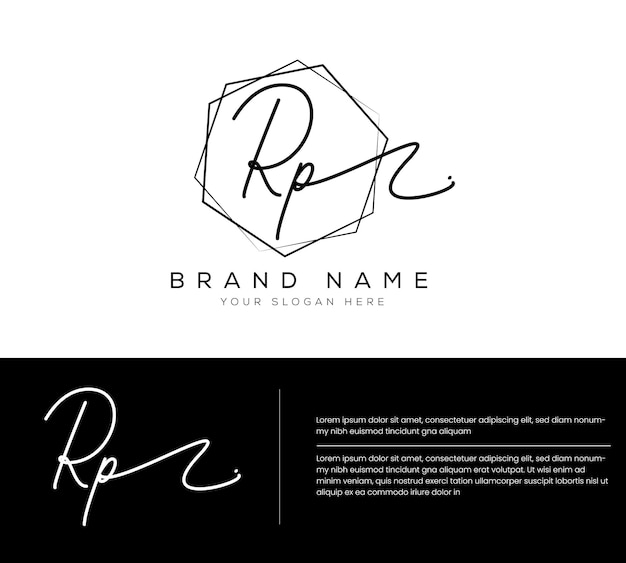 letra inicial de la letra rp y logotipo de la firma