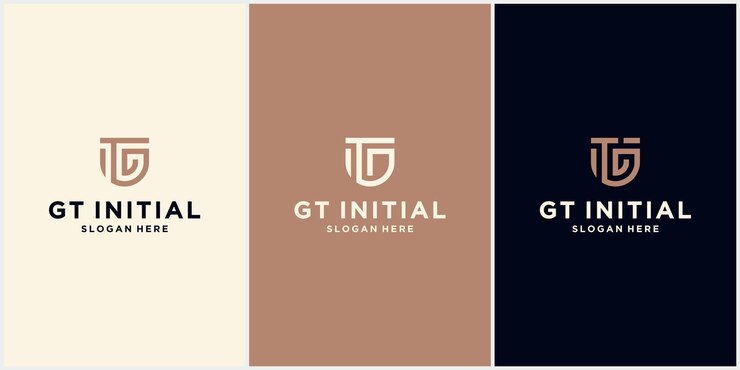 Letra inicial del logotipo de arte minimalista de GT, logotipo de GT con concepto de protección, plantilla de logotipo de diseño corporativo de registro de GT