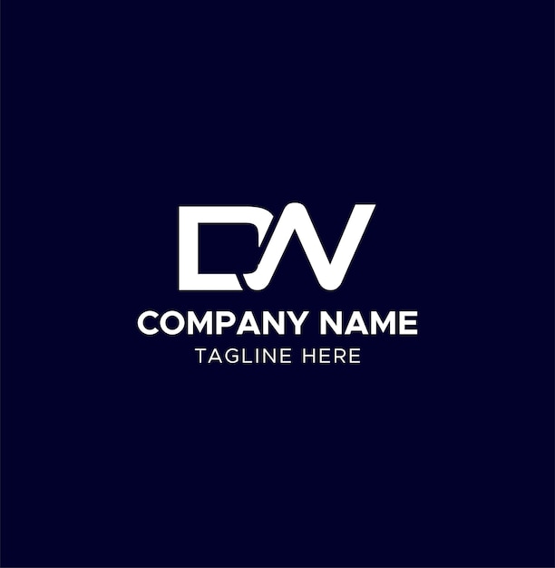 Letra inicial del logotipo DW con diseño vectorial