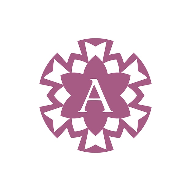 Letra inicial Un logotipo de emblema floral decorativo ornamental