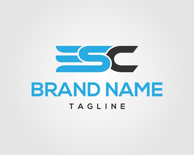 La letra inicial del logotipo ESC Diseño de concepto Vector plantilla