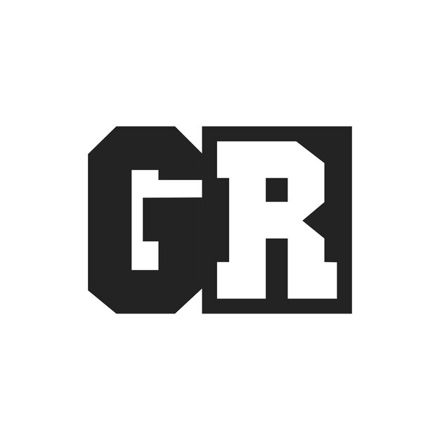 La letra inicial del logotipo GR Diseño de la plantilla del logotipio GR