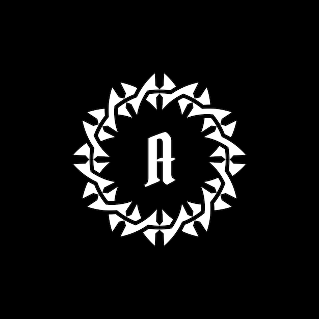 Letra inicial Un logotipo de marco de círculo de borde ornamental.