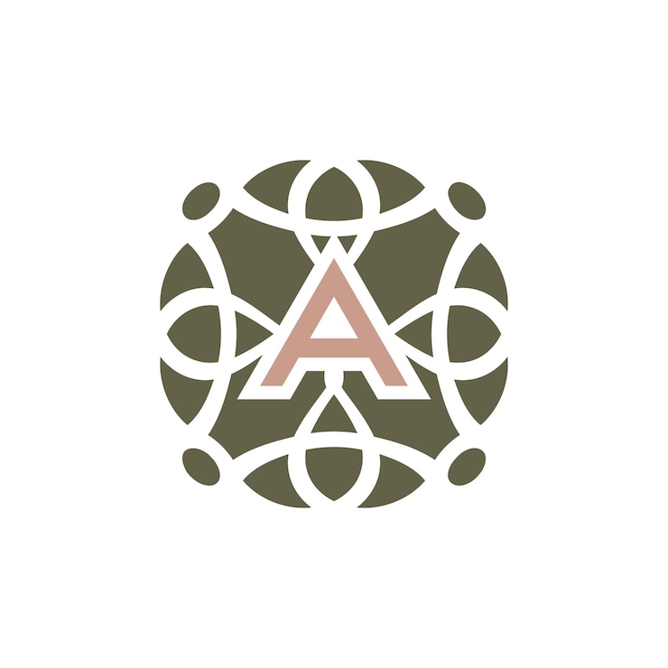 Vector letra inicial a logotipo de marco de emblema de patrón elegante ornamental