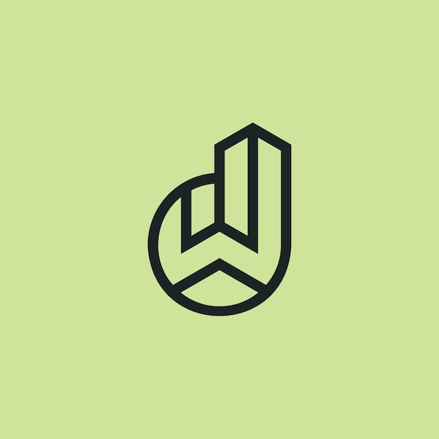 Letra inicial logotipo del monograma WD o DW