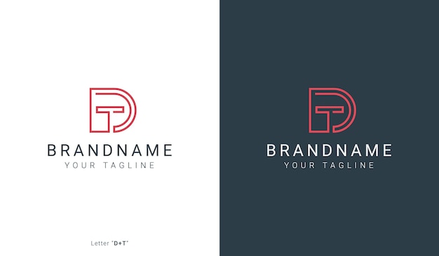 La letra inicial del logotipo TD o la plantilla vectorial de diseño del logotipo DT