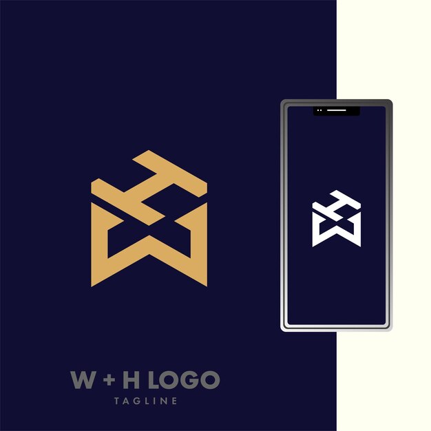 La letra inicial del logotipo WH o la plantilla vectorial de diseño del logotipo HW