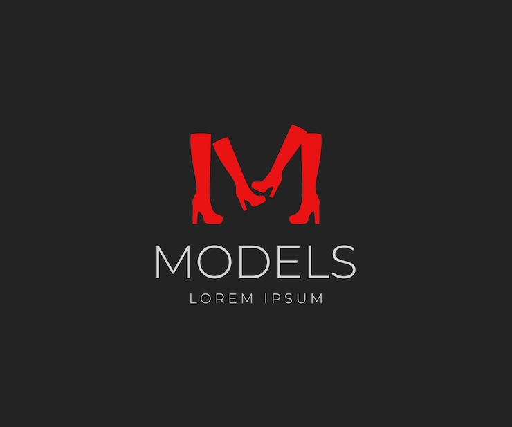 Vector la letra inicial m hecha de botas de tacón alto modelo de moda concepto de diseño de logotipo ilustración vectorial