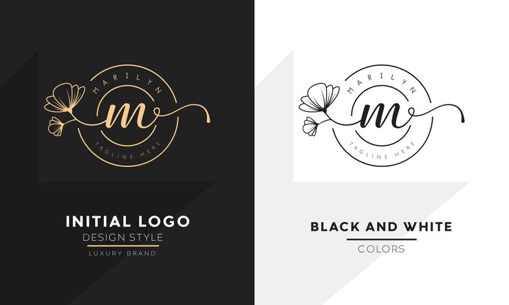 Vector letra inicial m logo flor escritura a mano logo diseño vector logo para mujeres salón de belleza masaje cosmético o marca spa