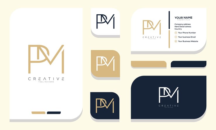 Vector letra inicial m pletter diseño de logotipo y tarjeta de visita