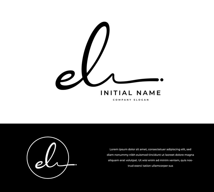 EL EL Letra inicial manuscrita y logotipo de firma