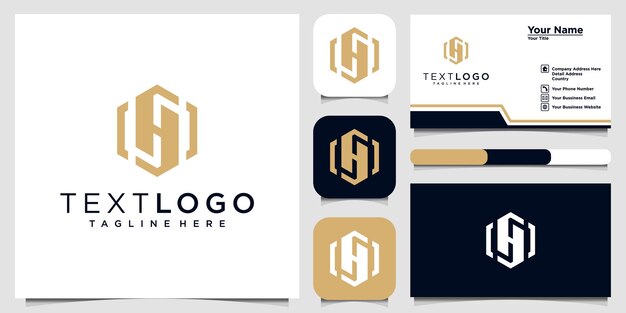 Letra inicial moderna H y S logo icono y diseño de tarjeta de visita