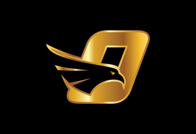 Letra inicial del monograma O con símbolo de espacio negativo de cabeza de águila. Diseño de vector de cabeza de águila creativa
