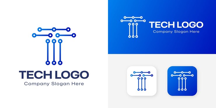 La letra inicial del monograma T concepto de tecnología creativa plantilla de diseño del logotipo