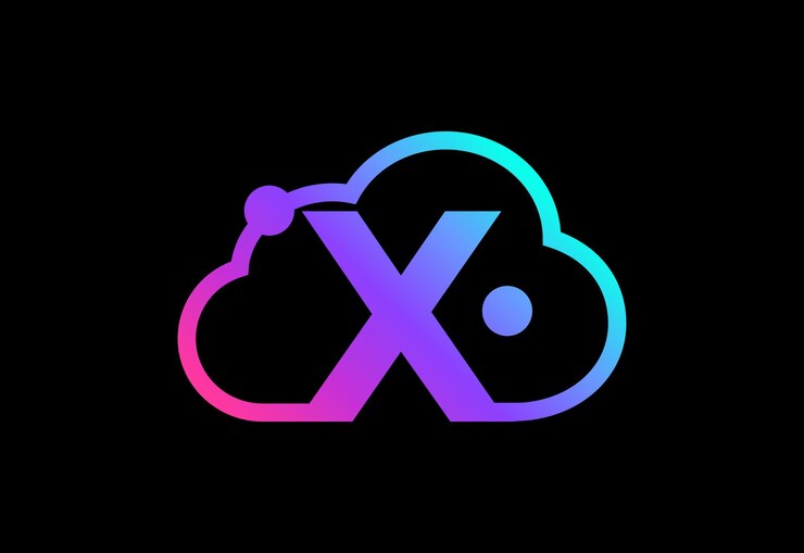 Vector letra inicial del monograma x con la nube. logotipo del servicio de computación en la nube. logotipo de tecnología en la nube