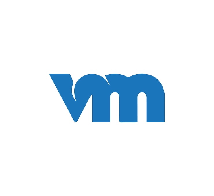 Vector la letra inicial mv del logotipo la plantilla del vector del logotipo de la letra inicial vm del diseño del logotipo del vector del logotipo vm