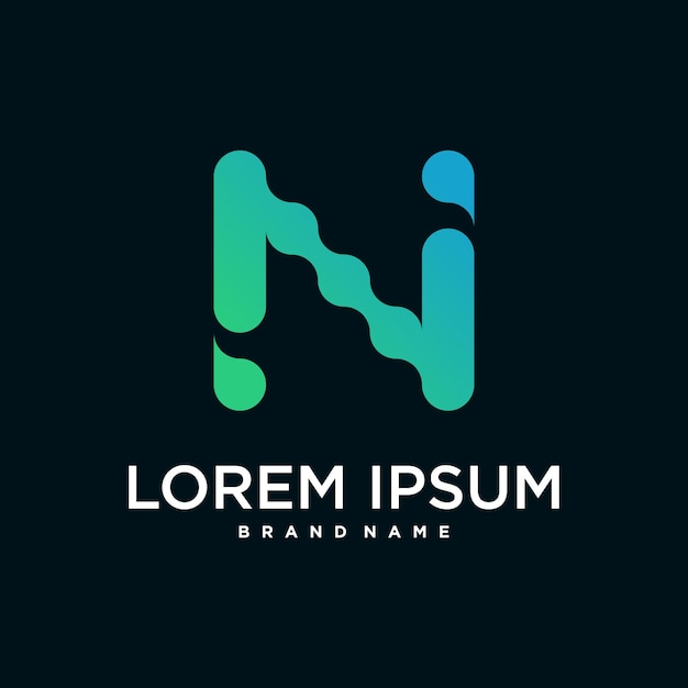 La letra inicial N del logotipo es el diseño conceptual abstracto de Premium Vector
