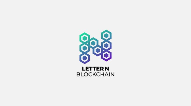 letra inicial n vector de diseño de logotipo de blockchain