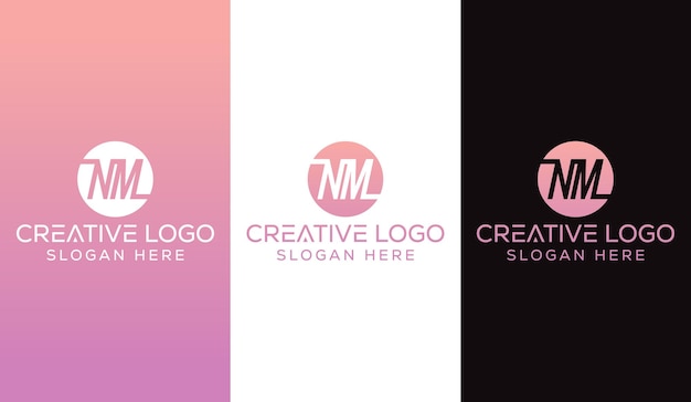 Letra inicial NM Diseño de logotipo Monograma Creativo Moderno Signo Símbolo Icono